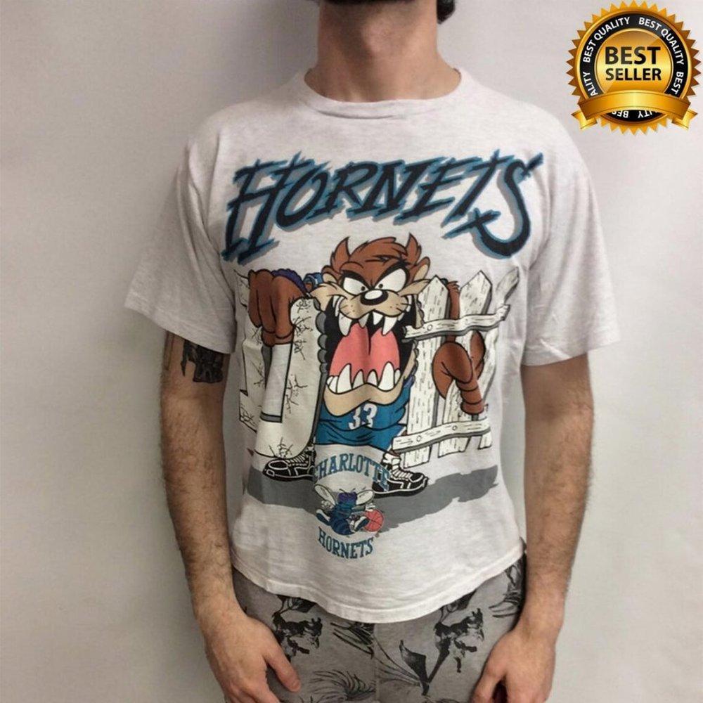 Retro Charlotte Hornets Looney Tunes Taz Ash T-Shirt, Charlotte Hornets Tees